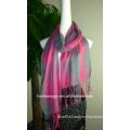 Fashion jaquard check design polyester long scarf